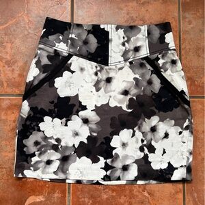 Floral Black and White Mini Skirt